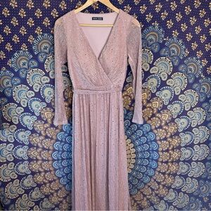 Pink sequin long sleeve maxi dress